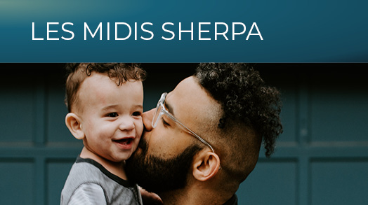 les midis sherpa. Un père embrasse son fils.